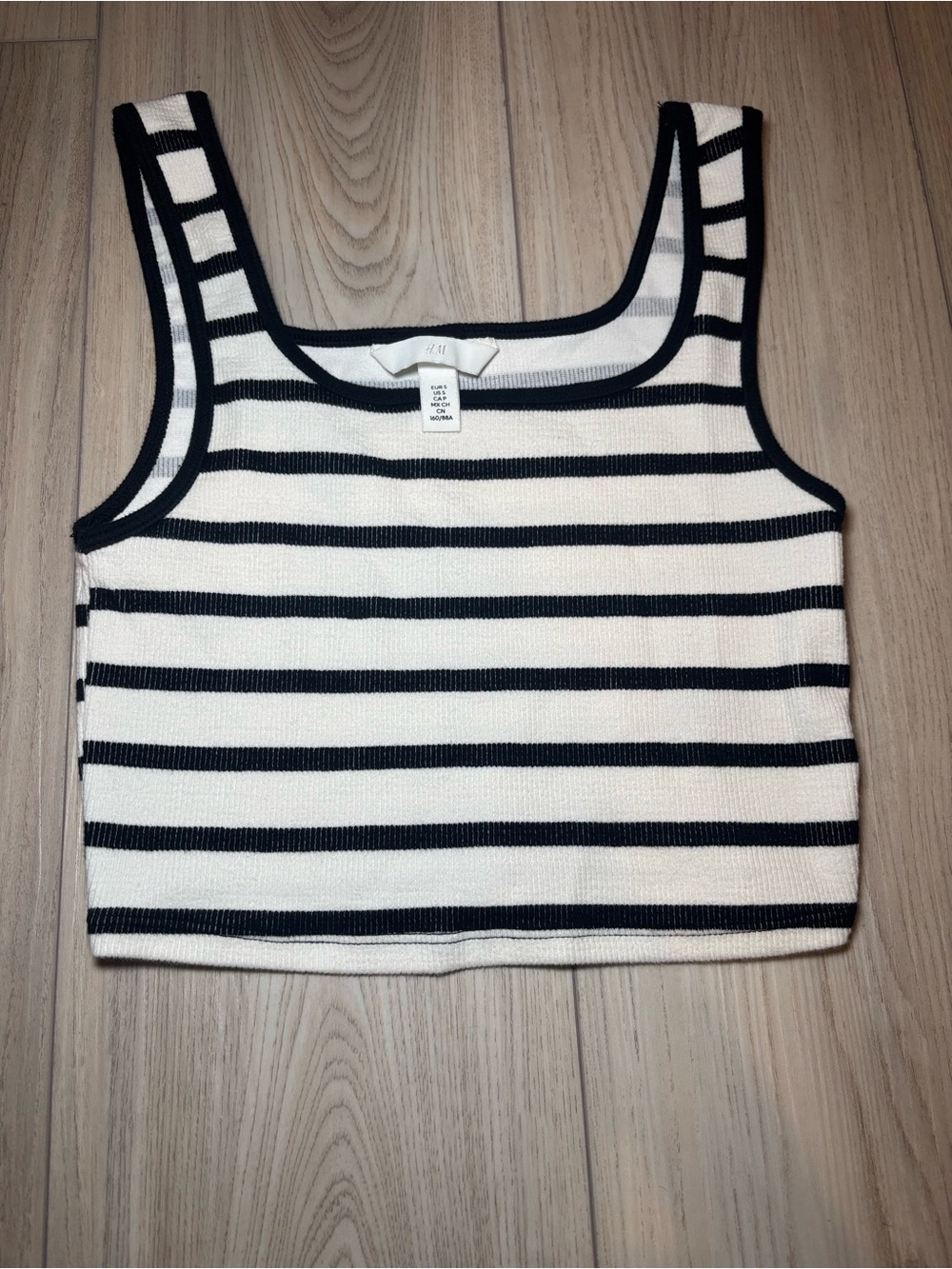 H&M Black & White Striped Cropped Tank